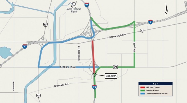 NB I-75 Motorists to Detour at SR 574 (Exit 260A) Tuesday and Wednesday Nights
